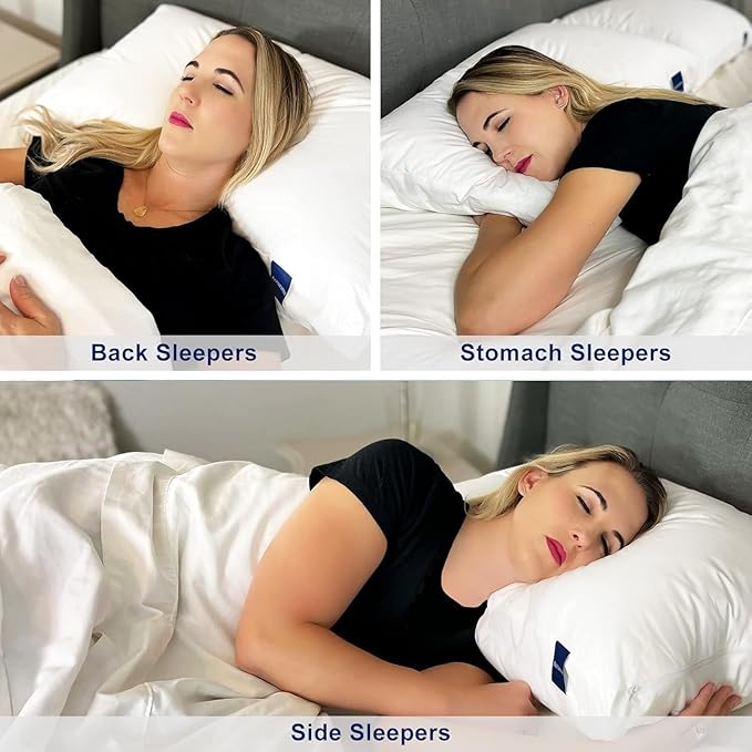 ACCURATEX Pillows Standard Size Set of 2, Hybrid Shredded Memory Foam Pillow[Adjustable Loft], Fluffy Down Alternative Fill Removable Cotton Cover, Firm Supportive Pillow for Side Back Sleepers