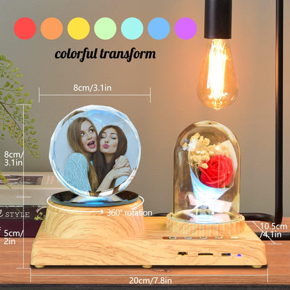 Round Personalize Your Photo LED 3D Night Light Mother Gifts for Christmas Kids Boys & Girls Women Birthday Gifts with Led Colourful Light Base