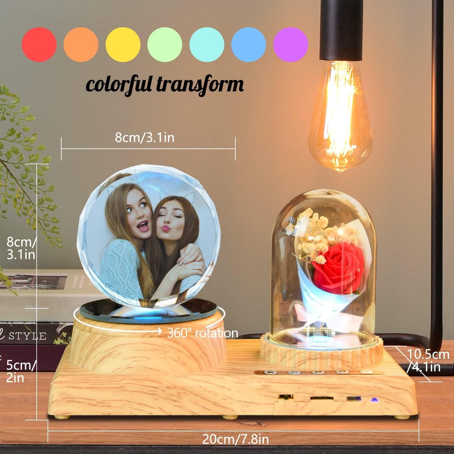 Round Personalize Your Photo LED 3D Night Light Mother Gifts for Christmas Kids Boys & Girls Women Birthday Gifts with Led Colourful Light Base