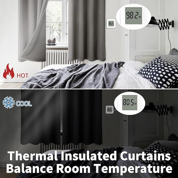 BGment Grey Blackout Curtains for Bedroom - Black Out Curtains 63 Inch Long Thermal Insulated Grommet Total Room Darkening Window Drapes for Living Room, 2 Panels, 42 x 63 Inch