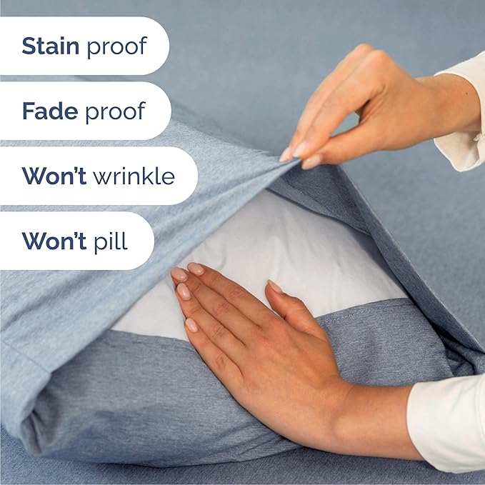 Cal King 6 Piece Sheet Set - Cooling & Breathable - Hotel Luxury Bedding, Includes Fitted Sheet for Women, Men, Kids & Teens - 1 Flat, 1 Fitted Sheet, 4 Pillowcases w/Deep Pockets - Heathered Blue