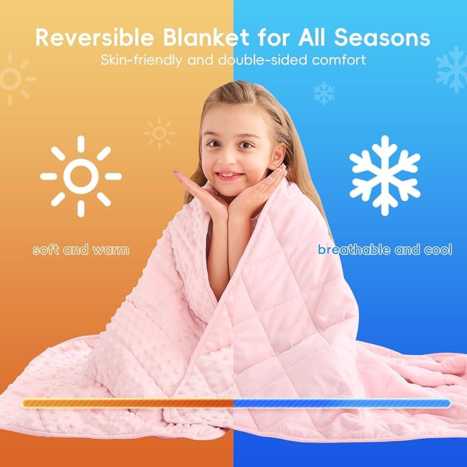 yescool Pink Weighted Blanket 10 Pounds Twin Size Cooling Weighted Throw Blanket, Minky Heavy Blankets Warm Weighted Comforter, Big Washable Thick Blankets Gift for 80-120lbs, 40 * 60in