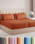 Split King 7 Piece Sheet Set - Cooling & Breathable - Hotel Luxury Bedding, Includes Fitted Sheets for Women, Men, Kids & Teens - 1 Flat, 2 Fitted Sheets, 4 Pillowcases w/Deep Pockets - Terracotta