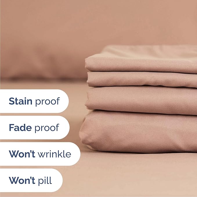 Queen 6 Piece Sheet Set - Cooling, Comfy & Breathable - Hotel Luxury Bedding, Includes Fitted Sheet for Women, Men, Kids and Teens - 1 Flat, 1 Fitted Sheet, 4 Pillowcases with Deep Pockets - Mauve