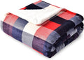 SOCHOW Buffalo Plaid Sherpa Fleece Throw Blanket, Double-Sided Checkered Super Soft Luxurious Bedding Blanket 60 x 80 inches, Red/Blue