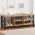 FATORRI Shoe Bench Entryway with Storage, Industrial Wood and Metal Hallway Benches with Adjustable Shelves, Rustic Entry Way Bench for Living Room (47.24 Inch Long, Rustic Oak)