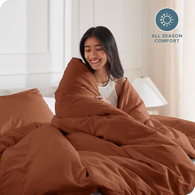 Bare Home Bedding Duvet Cover Extra Long Size - Premium 1800 Super Soft Collection - Lightweight, Cooling - Soft Breathable Bedding Duvet Cover (Twin/Twin XL, Terracotta)