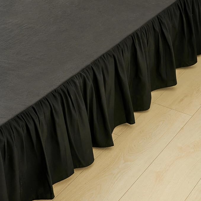 Bed Skirt Full Size Ruffled Bed Skirt with Split Corners, Black Full Bed Skirts 14 Inch Drop with Platform, 14'' Full