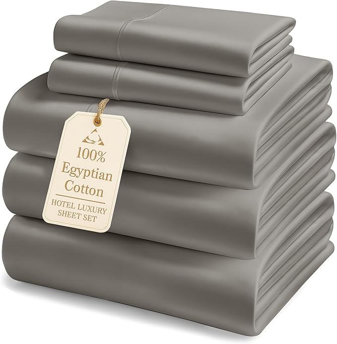 LANE LINEN 100% Egyptian Cotton Split King Sheets for Adjustable Beds - 1000 Thread Count, Soft & Comfy Sateen Weave Naturally Cooling Breathable Oeko Tex Certified Bed Sheets-Charcoal