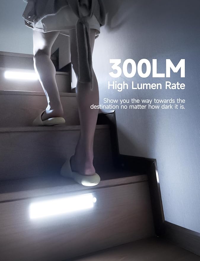 2 Packs Under Cabinet Lights, 2000mAh Rechargeable 62 LED White Lighting, Wireless Motion Sensor Light Indoor,4 Modes Night Light, Stick-On Magnetic Closet Lights for Kitchen, Hallway