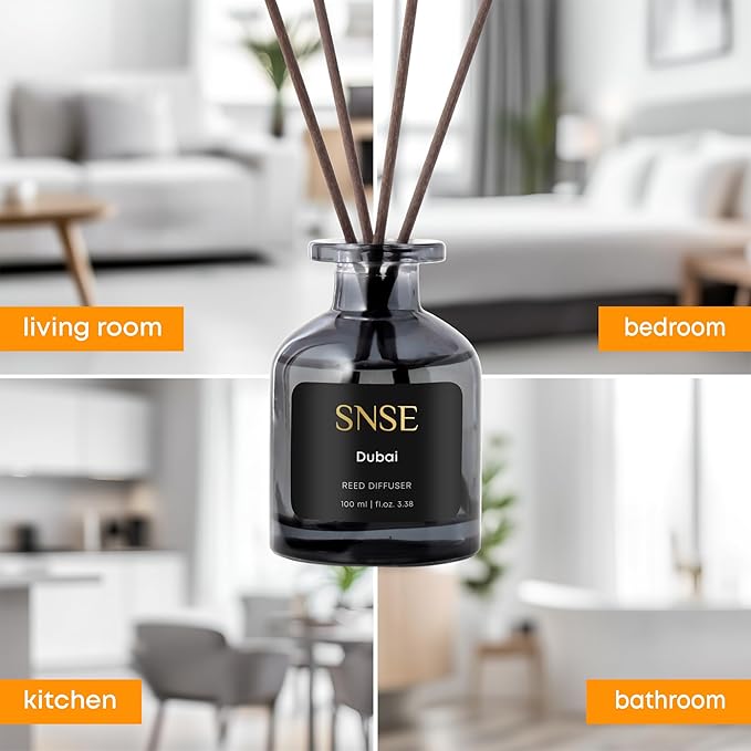 SNSE Dubai Perfumed Reed Diffuser Set - Premium Reed Diffusers for Home with Diffuser Reeds, Luxurious Gift Aroma, Sophisticated Scent, Ideal for Relaxation, Elegant Home Fragrance