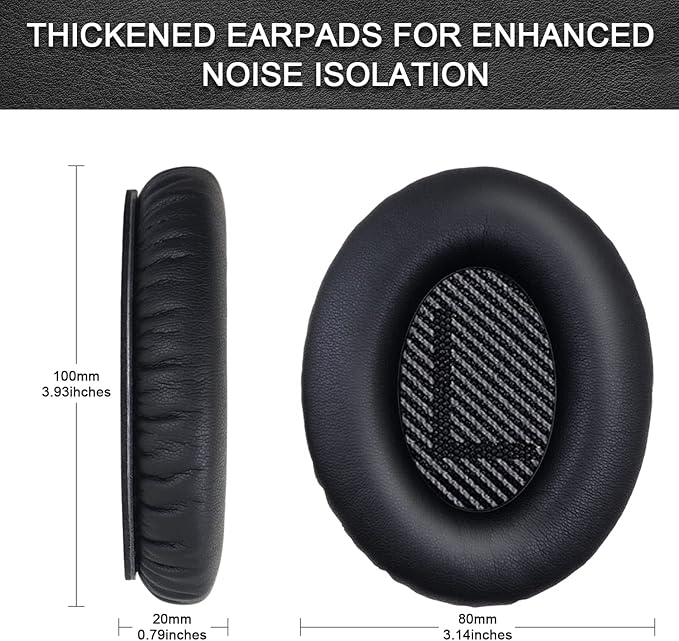 Replacement Ear Pads for Bose QuietComfort 35 35 II 15 25(qc 35 25 15/QC35 ii), Headphone Ear Covers, High Density Memory Cotton, Soft Leather, Adaptive Noise Isolation Headphones Pads Cushions