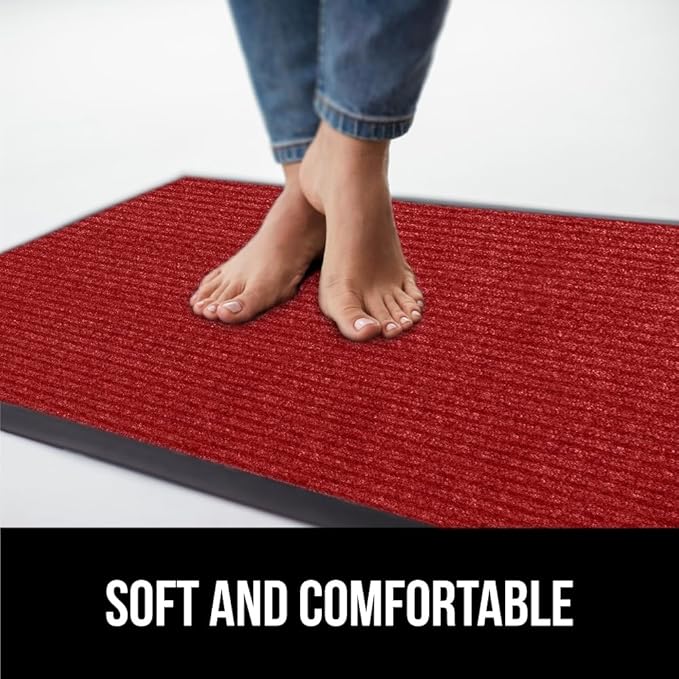 GORILLA GRIP Waterproof Traffic Guard Door Mat, 72x48, Heavy Duty Entryway Mats, Strong Rubber Back Commercial Utility Rugs for Office Hallway, Garage Floor and Home, Low Profile Carpet Runner, Red
