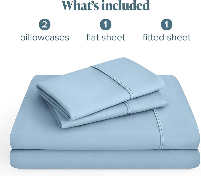 Bare Home Hotel Luxury Twin XL Sheet Set, Extra Soft - 4 Piece Set - Deep Pockets - Easy Fit - Cooling & Breathable - Wrinkle, Fade, Stain Resistant - Includes 2 Pillowcases (Twin XL, Light Blue)