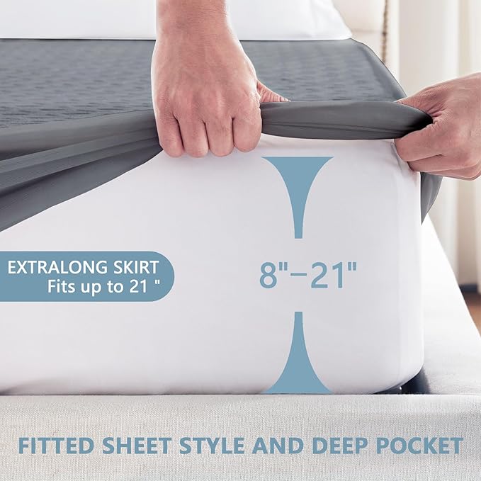 Premium Waterproof Mattress Protector King Size, Breathable Bed Cover 3D Air Fabric Cooling Mattress Pad Cover Smooth Soft Noiseless Washable, 8''-21'' Deep Pocket (Gray)