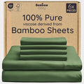 Bambaw 100% Viscose Derived from Bamboo Sheets King Size Set – 6pcs Set of Cooling Sheets for Hot Sleepers, Fits Up to 16'' Mattresses, Super Soft & Luxury Bedding Sets King (Olive)