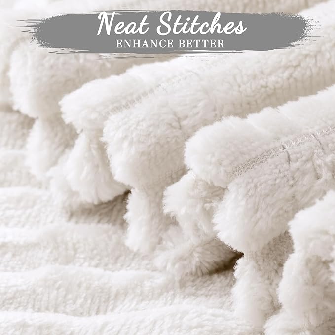 Buryeah 6 Pcs Flannel Throw Blanket Bulk 50 x 60 in Sleepover Blanket Outdoor Wedding Throw Lightweight, Oeko-tex Standard 100 Certified for Sofa Homeless Gifts (Cream White)