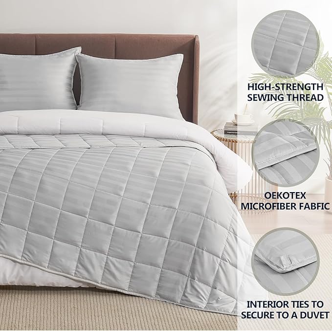 Weighted Blanket Twin Size (48"x72" 20lbs),Ultra Soft and Cozy Cooling Weighted Blanket Twin Size for Adult,Heavy Blanket with Machine Washable Soft Blanket, Light Grey