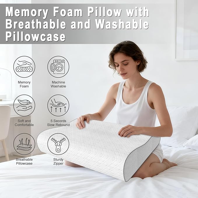 Cervical Pillow for Neck Pain Relief, Memory Foam Pillow, Ergonomic Adjustable Contour Bed Pillow for Side, Back & Stomach Sleepers (1, 23.6 * 15.7inch)