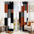 Burnt Orange 100% Blackout Curtains for Bedroom 84 inch Length 2 Panels Set Rust Modern Abstract Geometric Black Out Curtains Insulated Room Darkening Window Drapes for Living Room, 52Wx84L