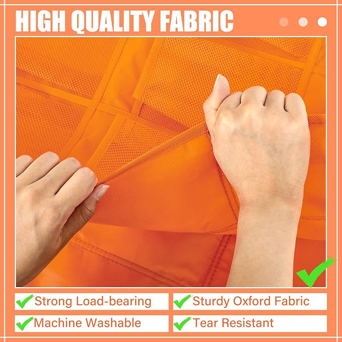 Windyun 40 Over the Door Shoe Organizer Large Mesh Pocket Hanging Shoe Rack for Closet Orange Nonslip Behind Door Storage Holder Back to School Organizer for Dorm Room College Classroom Storage