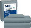 LANE LINEN 100% Cotton 600 Thread Count Twin Bed Sheets - Mercerized Cotton Fully Elasticized Sheets Twin Size, Ultra Soft & Comfy Sateen Weave Bedding Sheets & Pillowcases Sets - French Blue
