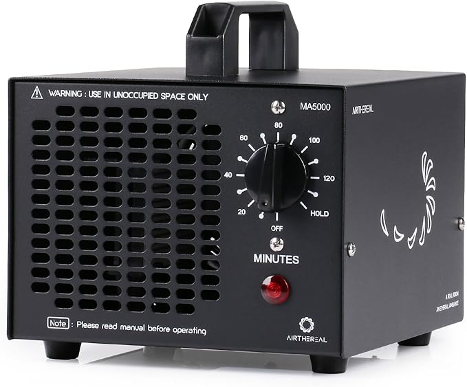 Airthereal MA5000 Commercial Ozone Generator, High Capacity Ozone Machine Odor Removal - Home Air Ionizers O3 Deodorizer for Rooms, Smoke, Cars and Pets, Eliminate Odors up to 2000sq.ft., Black