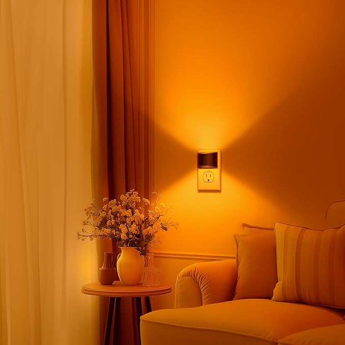 DORESshop LED Night Light[2 Pack], Night Lights Plug into Wall, Plug in Night Light with 3 Color Temperatures, Dusk to Dawn Sensor, Nightlights for Adults, Bedroom, Bathroom, Hallway, Black