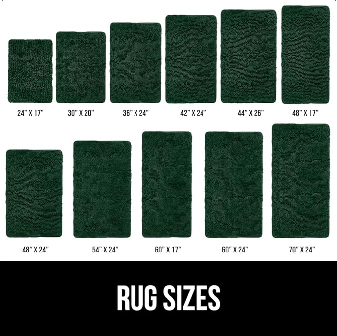 GORILLA GRIP Bath Rug Mat, Soft Absorbent Chenille, Quick Dry Microfiber Mats, Rubber Backing Washable Shower Floor Rugs, Bathmat Runner, US Designed Bathroom Decor Accessories 24x17, Hunter Green