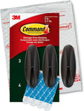 Command Outdoor Large Bronze Hooks, Holds up to 5 lb, 3 Hooks and 4 Command Strips, Damage-Free Hanging Wall Hooks for Hanging Christmas Decorations with Weather Resistant Strips