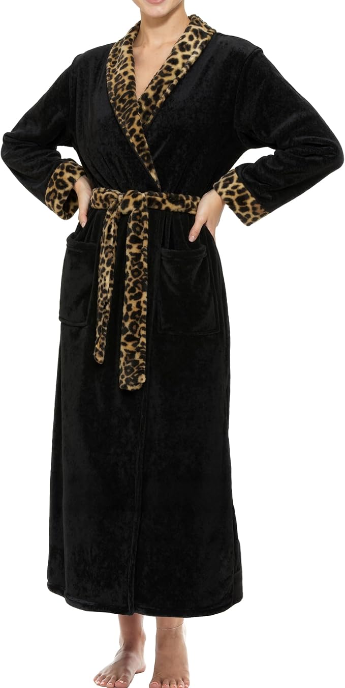 Alexander Del Rossa Plush Robe for Women, Long Fleece Winter Bath Robe, Plus Size