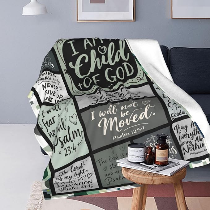 Christian Throw Blanket for Couch, Inspirational Gift for Women, Soft Plush Flannel Blanket, 60"x 80" Thoughts and Prayers Blankets for Bedroom Sofa Living Room Christmas Halloween Decoration