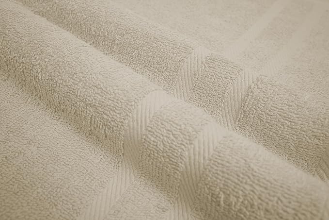 Looperry 6 Pack Small Bath Towel Set - 100% Cotton 23x46 Shower Towels in 450 GSM. Lightweight & Absorbent Quick Dry Gym Towel for Showering, Pet Drying, Spas & Salons. Terry Ringspun Towels (Beige)