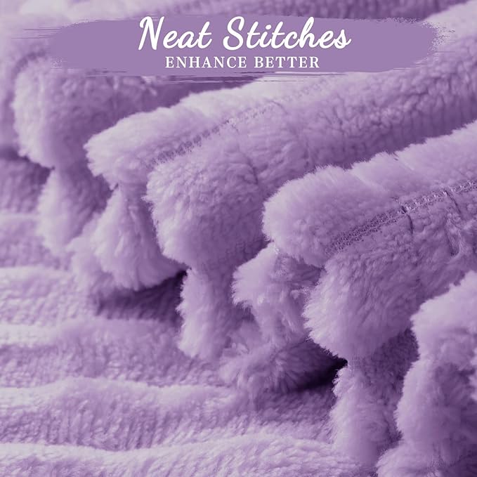 Buryeah 6 Pcs Flannel Throw Blanket Bulk 50 x 60 in Sleepover Blanket Outdoor Wedding Throw Lightweight, Oeko-tex Standard 100 Certified for Sofa Homeless Gifts (Pale Purple)