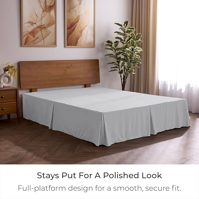 Mellanni Bed Skirt Full Size - Bed Skirting - 15-Inch Tailored Drop Pleated Dust Ruffle - Hotel Luxury Bedding - Wrinkle, Fade, Stain Resistant - 1 Bedskirt (Full, Light Gray)