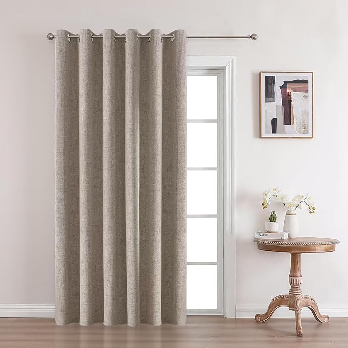 Joydeco Modern Linen Blackout Curtains, 100"W x 120"L, 1 Panel for Bedroom & Living Room, Thermal Insulated, Grommet Top