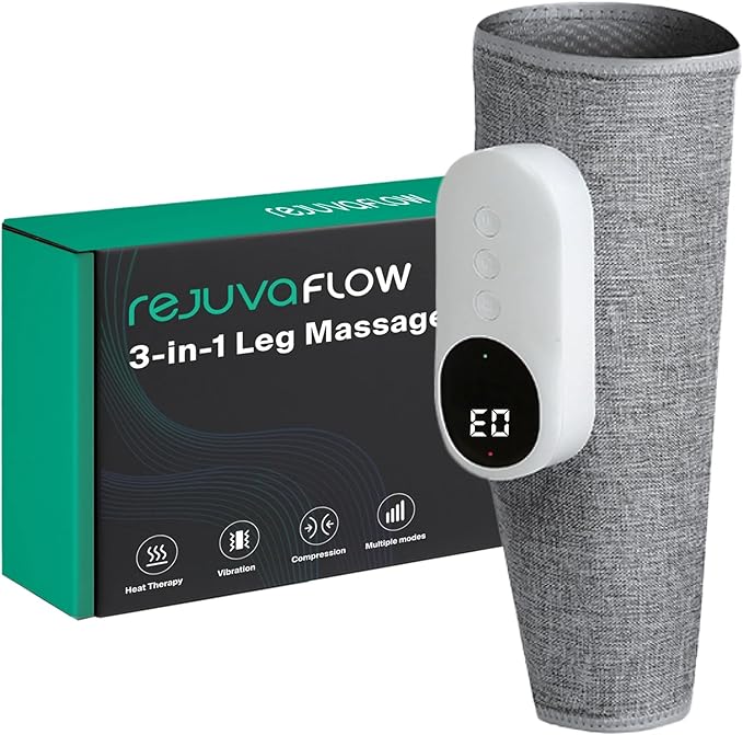 RejuvaFlow 3-in1 Leg Massager – The Official Triple Method Calf Massager – Adjustable Calf Massager for Everyday Comfort & Relaxation - Single Pack