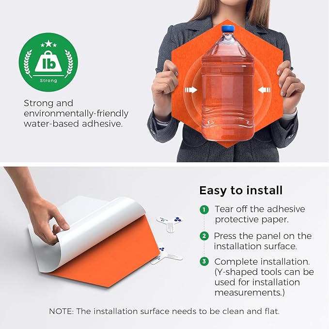 Self-Adhesive Acoustic Panels [390 lbs/yd³ Ultra-High Density], 2nd Generation Sound Absorbing Panel, Professional Level Sound Panel, Polyester Soundproof Foam [Size M, Orange]