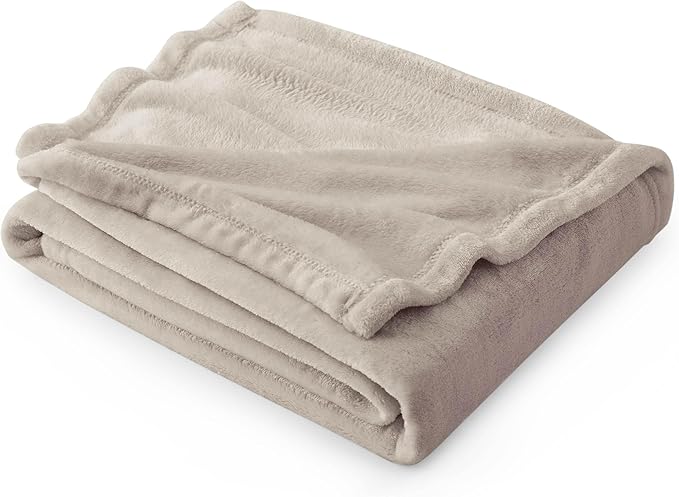 Bedsure GentleSoft Fleece Blankets Twin Size Oxford Tan - 300GSM Lightweight Plush Fuzzy Cozy Soft Blanket for Bed, Sofa, Couch, Travel, Camping, 60x80 inches