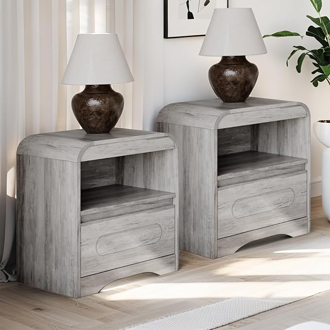 3 Piece Bedroom Set, Dresser and Nightstand Sets for Bedroom, Wood 6 Drawer Dresser & Night Stand Set of 2, Wide Chest of Drawers Modern Storage Cabinet Bedroom Furniture Set, Grey