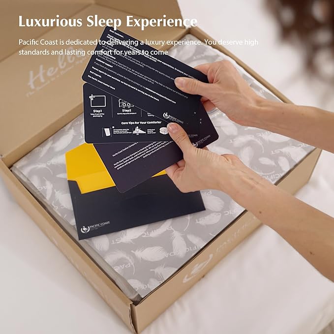 Pacific Coast Goose Feather Down Comforters Twin Size, 100% Cotton Extra Fluffy White Duvet Insert, Soft, Breathable, All Season Hotel Luxury Bedding Comforters, 8 Corner & Center Loops (68"x90")