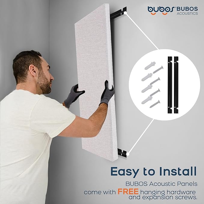 BUBOS 2 PCS Fabric Acoustic Panels,47.2''x23.8'' Decorative Sound Dampening Panels, Art Large Acoustic Wall Panels for Studios, Office, Home Theater,Max CavityPro Linen