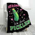 Jekeno Cucumber Pickle Blanket Just A Girl Who Loves Pickles Gifts for Women Men KidsGirls Boys Mom Wife Friends Birthday Christmas Home Bedroom Decor Colorful Vegetables Fruit Blanket 60"x80"