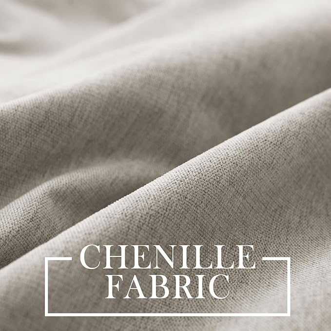 Macochico Extra Wide 100% Blackout Chenille Curtains 100" Wx102 L Thermal Curtains for Sliding Door Room Divider Living Room Bedroom Hotel Beige Taupe Blackout Curtains Grommet with Tieback 1 Panel