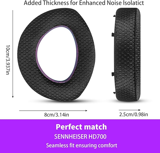 Breathable Mesh Replacement Earpads for SENNHEISER HD700 - Breathable Black/Purple Ear Pads