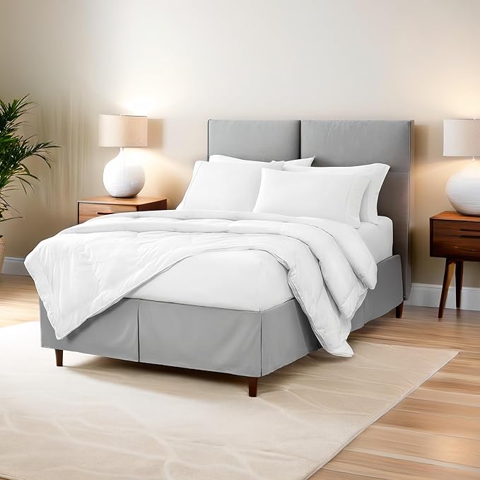 Bare Home King Bed Skirt - 15-Inch Tailored Drop Easy Fit - Bed Skirt for Beds - Center & Corner Pleats (King, Coronet Blue)