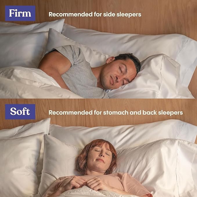 FluffCo Zen Fluff™ Down Standard/Queen Pillow with 600 Fill Power White Duck Down Stomach Sleeper Pillows - Luxury Hotel Quality 300 Thread Count - 100% Cotton Feather Pillows (Soft Queen Size 1 Pack)