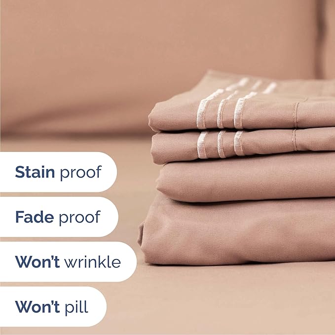 Cal King Size 4 Piece Sheet Set - Comfy Breathable & Cooling Bed Sheets Set - Hotel Luxury Bedding for Women, Men, Kids, Teens, Boys & Girls - Deep Pockets, Ultra-Soft, Wrinkle Free - Oeko-Tex - Mauve