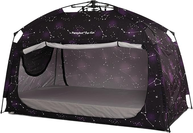 Indoor Instant Privacy Bed Tent for Sleeping,Quick Set-up Bed Canopies,Portable Bed Drapes with Large Space and 3 Doors (Starry, Full)