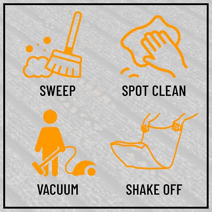 Ottomanson 2' x 22' Hallway Runner with Scraper Pile Extra Durable Non-Slip Rug Mat for Indoor & Outdoor Use - Ideal for Kitchen, Entryway, Patio & Garage - High-Traffic Carpet, Black